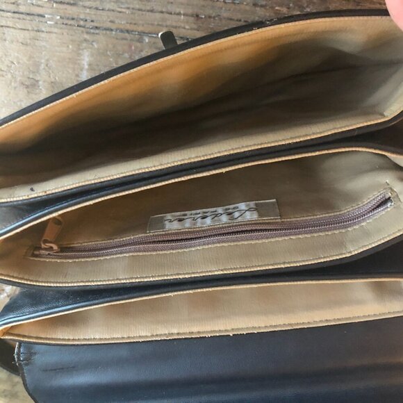 Vintage Lederer De Paris Black Leather Shoulder Bag Purse Gold-Tone Hardware - Picture 5 of 5